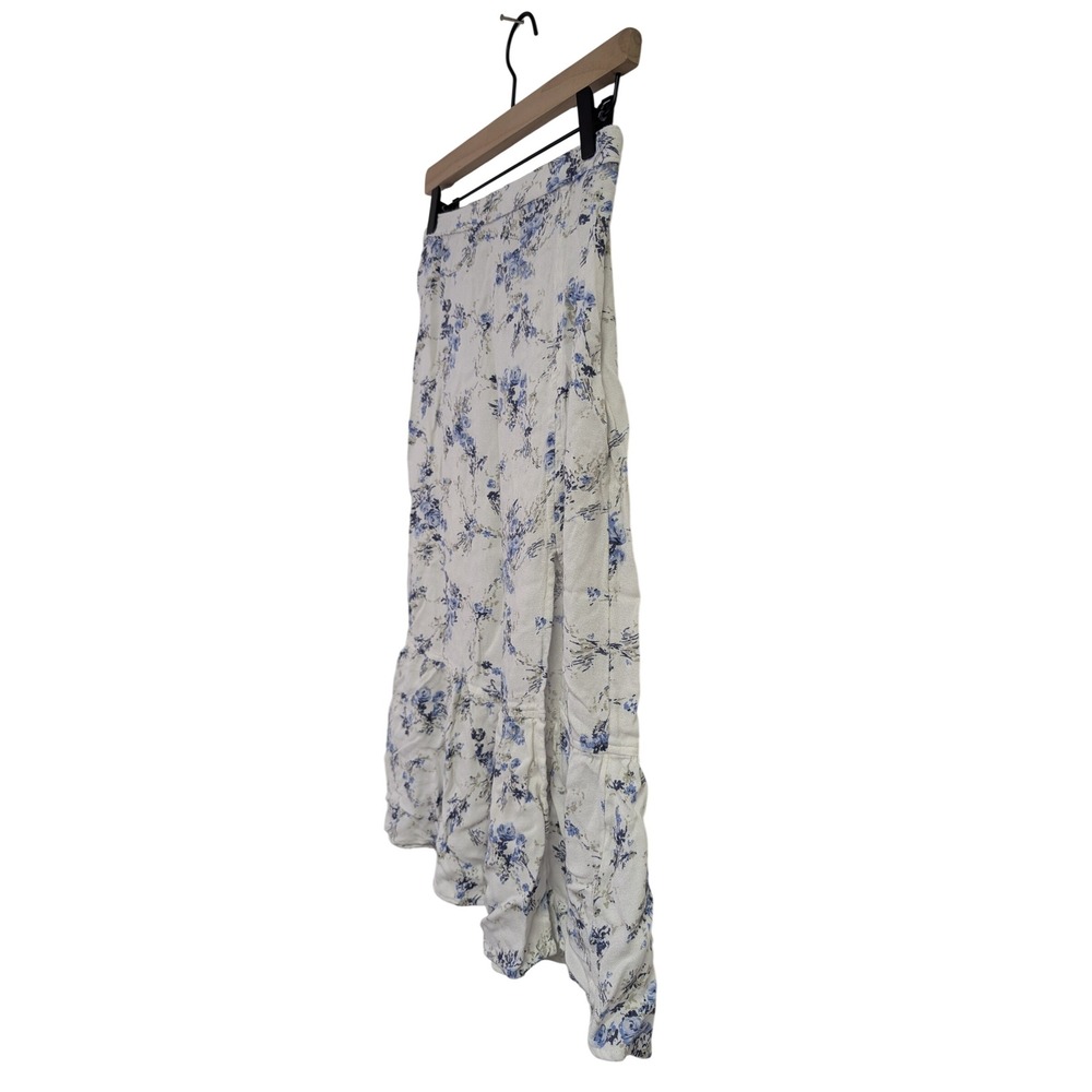Abercrombie & Fitch Toile Print Midi Skirt Floral Dainty Romantic White Blue S - Picture 2 of 6